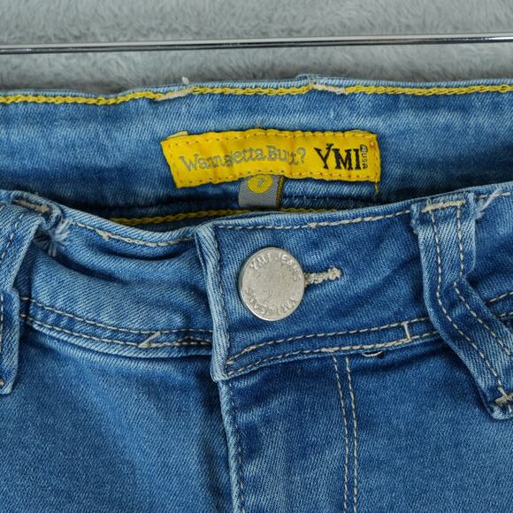 YMI Wanna Betta Butt Jean Shorts Womens 7 Blue Distressed Stretch Rolled Cuff - Picture 3 of 8